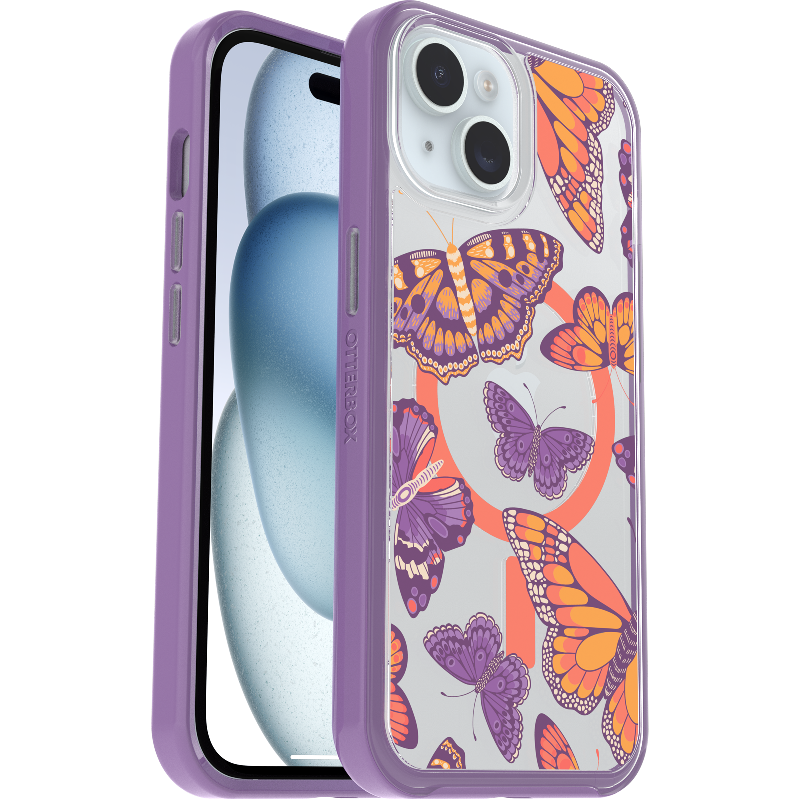iPhone 15, iPhone 14, and iPhone 13 Symmetry Series Clear Case for MagSafe Fluttering Flora - Image 27772