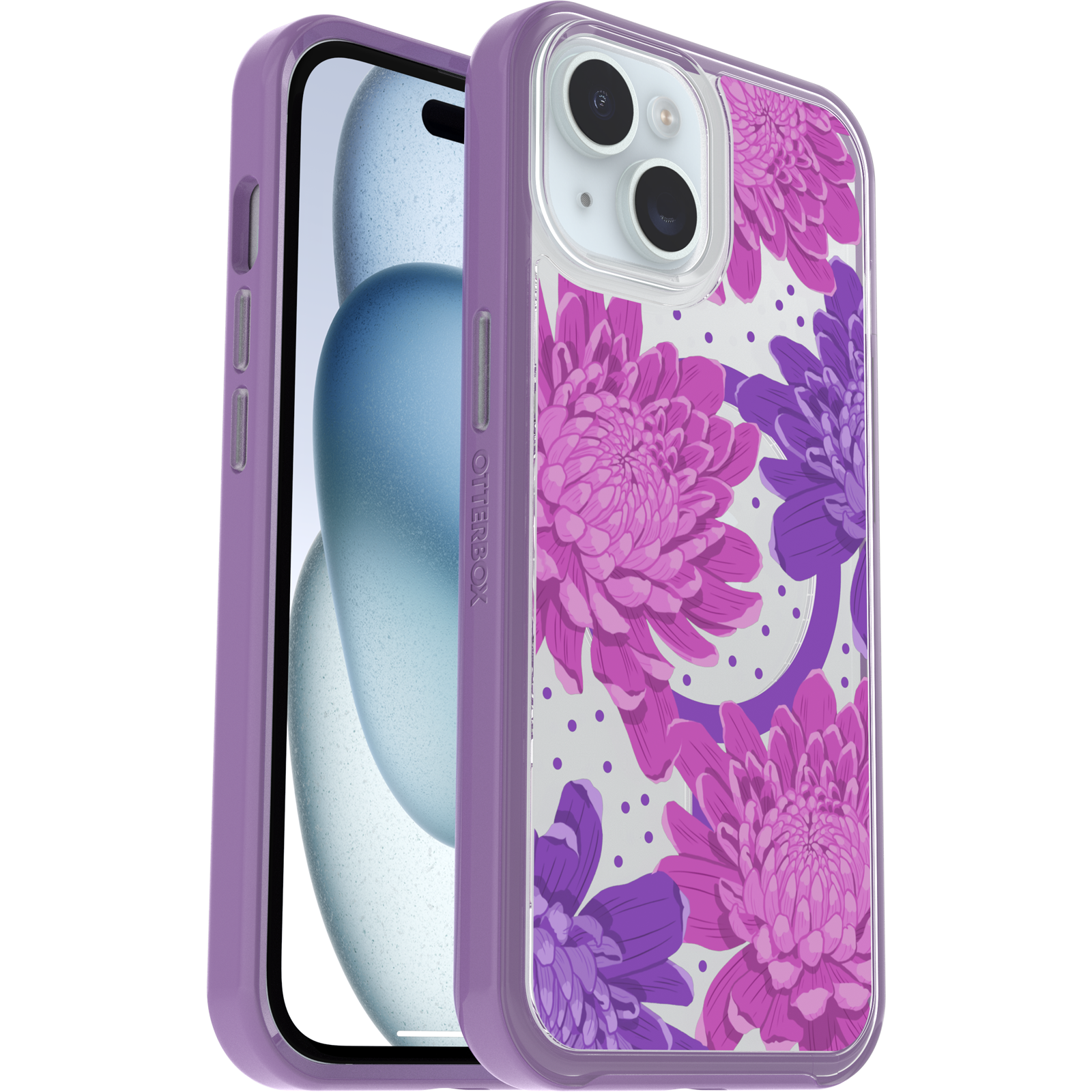 iPhone 15, iPhone 14, and iPhone 13 Symmetry Series Clear Case for MagSafe Fluttering Flora - Image 27776
