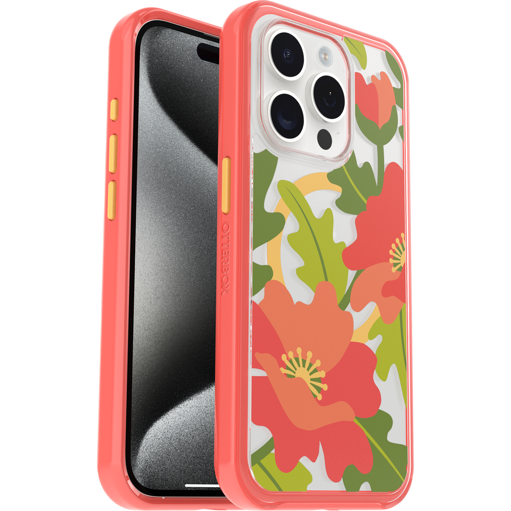 iPhone 15 Pro Symmetry Series Clear Case for MagSafe Fluttering Flora - Image 28222