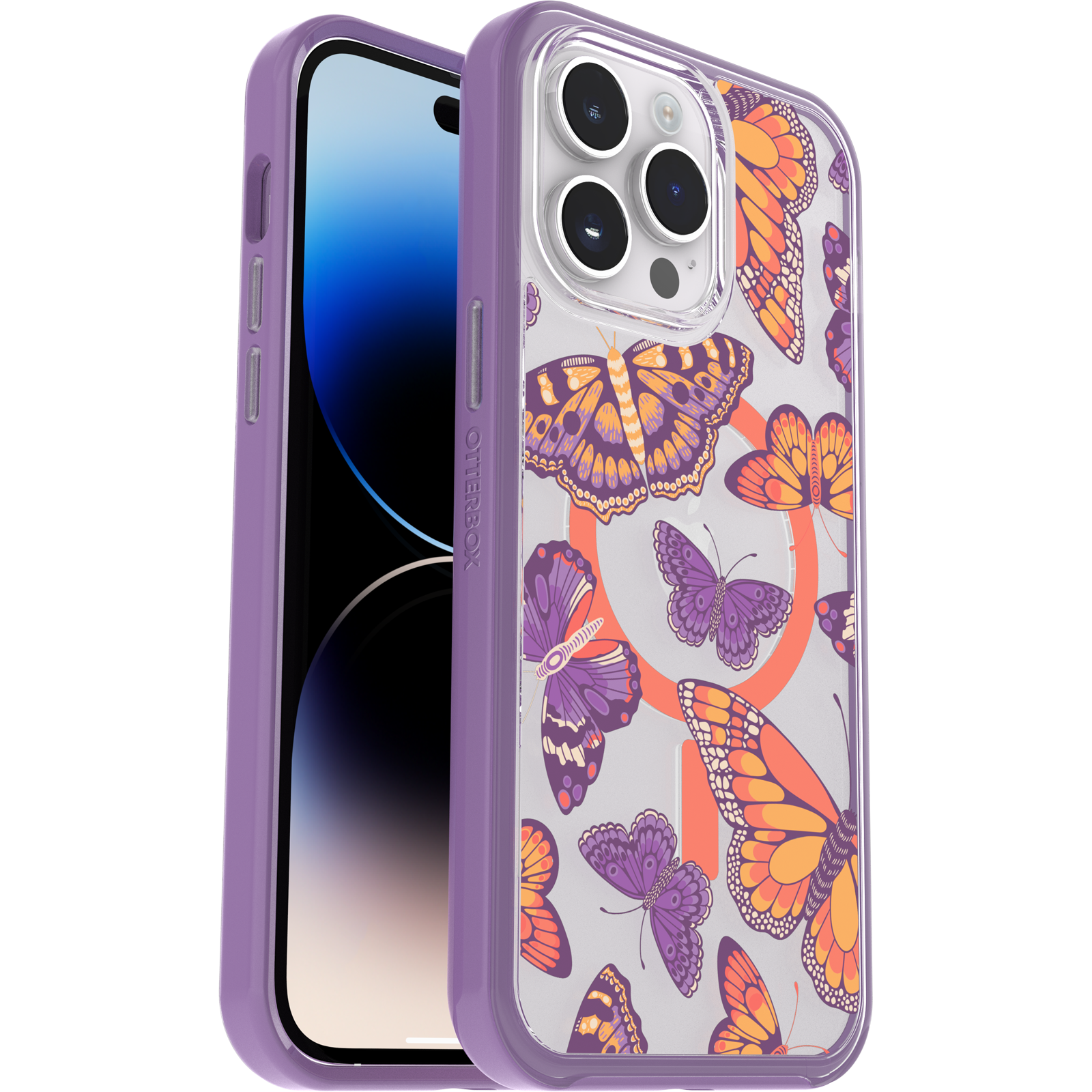 iPhone 14 Pro Max Symmetry Series Clear Case for MagSafe Fluttering Flora - Image 28880