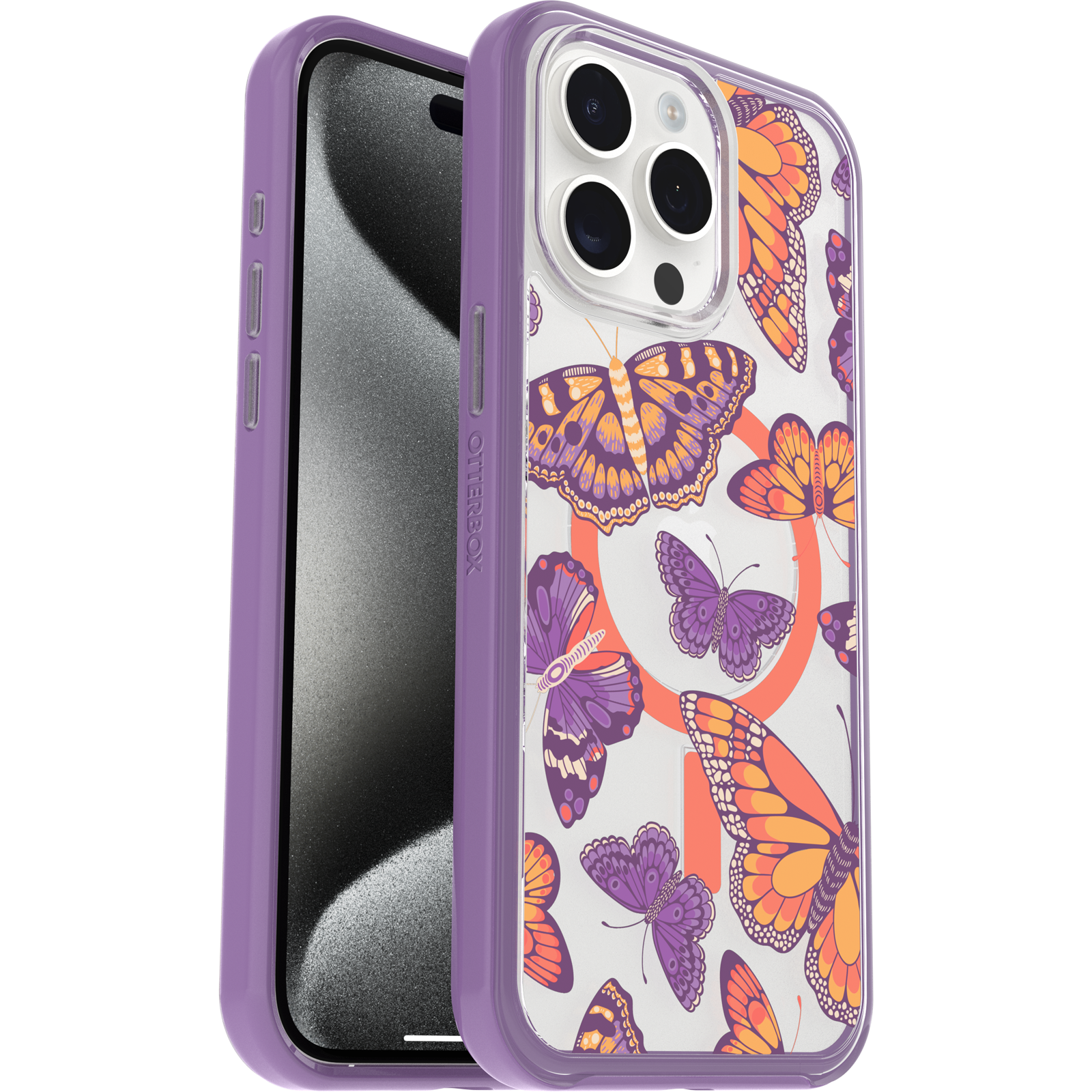 iPhone 15 Pro Max Symmetry Series Clear Case for MagSafe Fluttering Flora - Image 28294