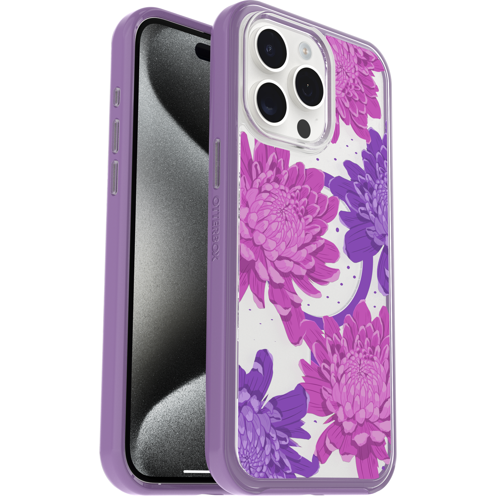 iPhone 15 Pro Max Symmetry Series Clear Case for MagSafe Fluttering Flora - Image 28298