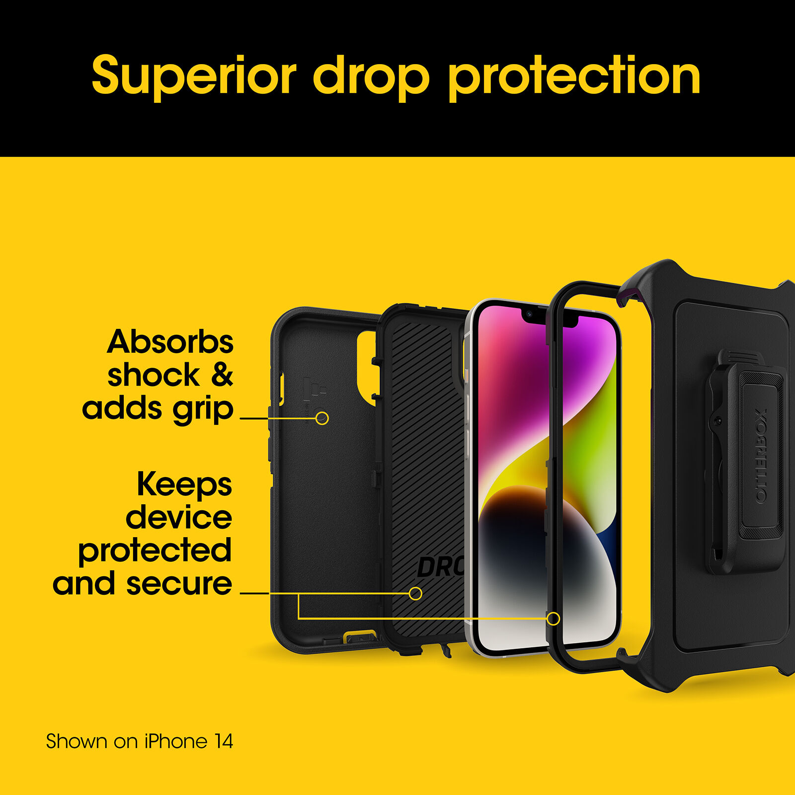 iPhone 15 Pro Max black Defender Protective Phone Case| OtterBox